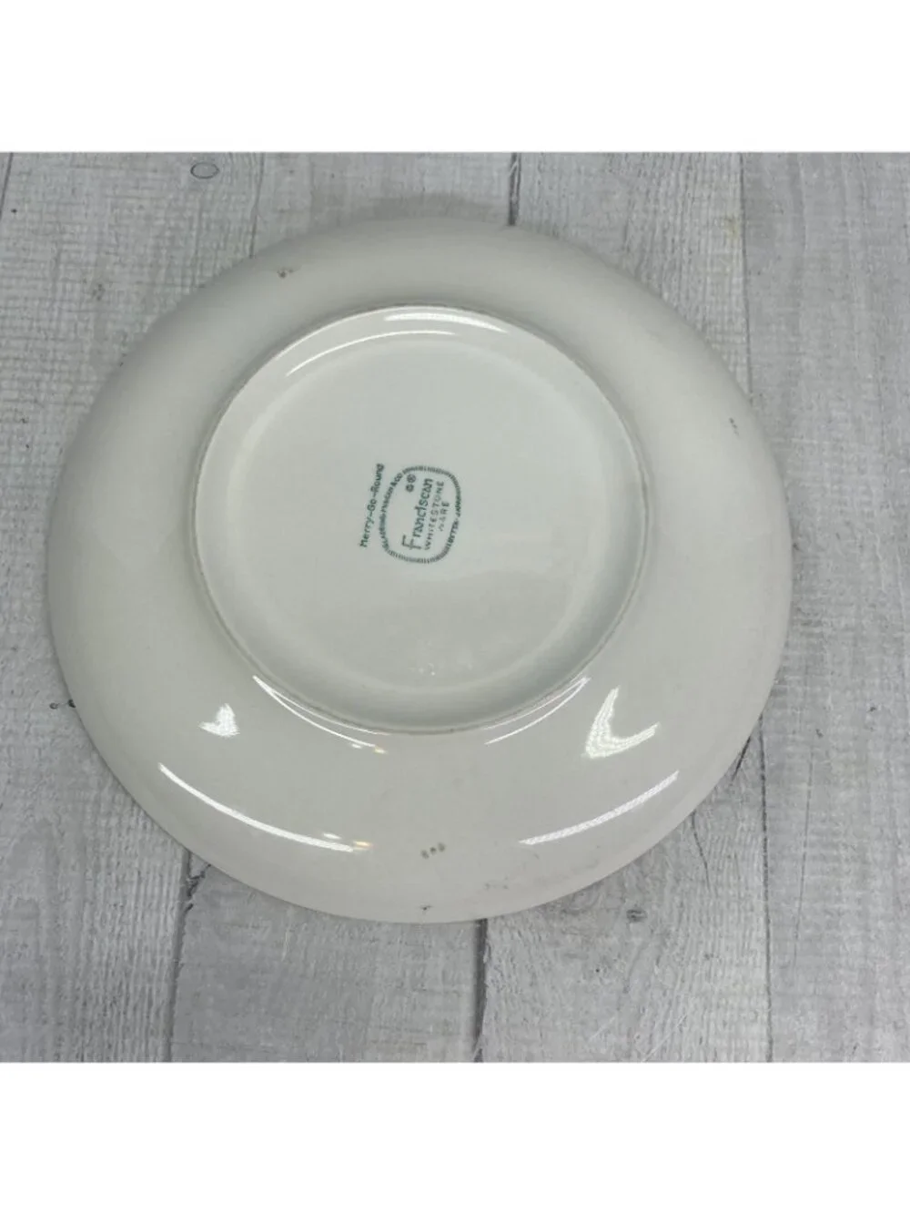 60's Franciscan MERRY-GO-ROUND Japan Gray Pink Border China Salad Plates Set 4